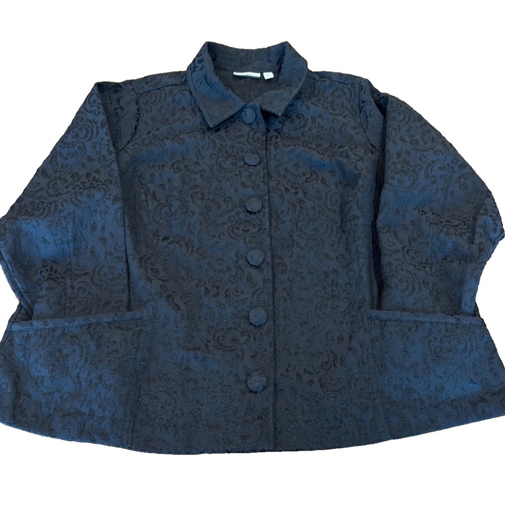 Croft And Barrow Black Brocade Jacket Covered Buttons womens' size 2XL weekend